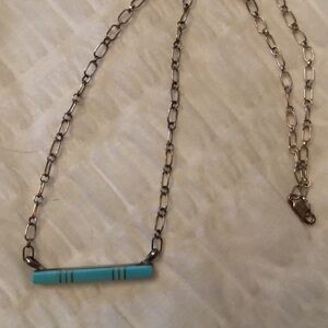 Signed Zuni Turquoise bar necklace